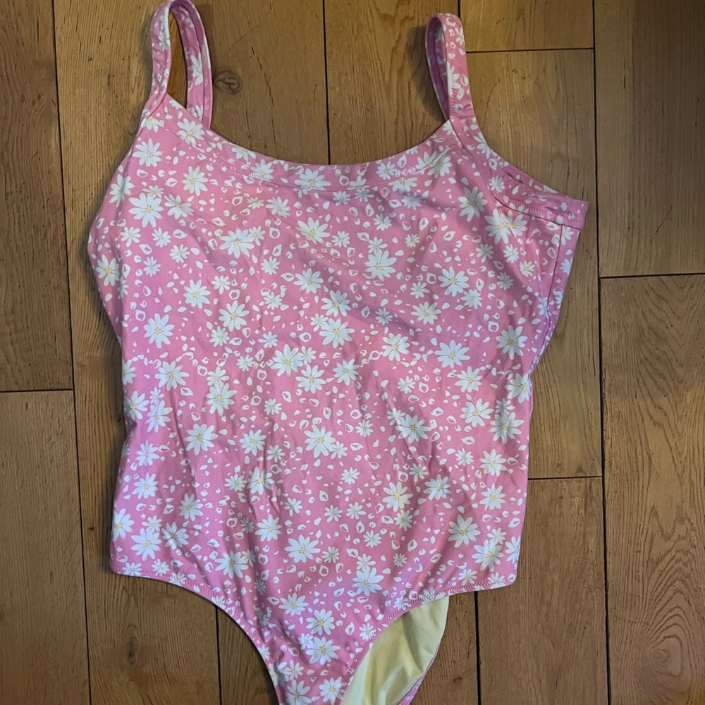 Aerie Flower Pattern Pink One Piece Swim XL